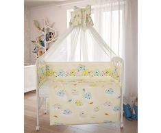 Polini Kids Baby Bett-Set Wäsche 120x60 Teddybär-Gelb 7-tlg,1258-3