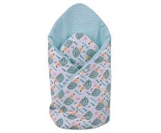 Steckkissen 100% Baumwolle 75x75cm Einschlagdecke Babyhörnchen doppelseitig weich ganzjährig multifunktional antiallergisch Babys Medi Partners (minze Igeln)