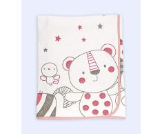 Ti TIN - weiche, saugfähige Babydecke, 80x75 cm | Krabbeldecke aus 100% Baumwolle mit doppellagigen Stoff, Babydecke fürs Auto, Wiege, Kinderwagen, Babyschale, etc,Motiv: Tiere, Farbe: rosa
