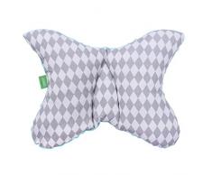 LULANDO Babykissen für einen gesunden Schlaf 40x30 cm, atmungsaktives Kissen für Kinder, ergonomisches Babykopfkissen, Kuschelkissen Made in EU, Kinderwagen-Kissen mit Tasche Mint - Grey diamond