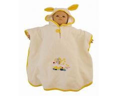 BIECO 44510003 - Baby Poncho Bademantel aus 100% Baumwolle in beige, mit Zebra Motiv, ca. 79 x 65 x 0,5 cm, ab 0 Monate