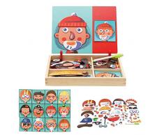 Local Makes A Comeback dreidimensionale Holzpuzzle für Kinder, doppelseitiges Zeichenbrett Magnetpuzzle für Kinder (Caracter)