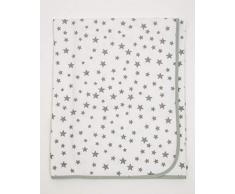 Ti TIN - weiche, saugfähige Babydecke, 80x75 cm | Krabbeldecke aus 100% Baumwolle mit doppellagigen Stoff, Babydecke fürs Auto, Wiege, Kinderwagen, Babyschale, etc, Sterne-Motiv, grau
