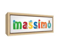 Little Helper Kunstdruck auf gerahmter Leinwand Holz natur, Position personalisierbar mit Namen kinderleicht maximale 19 x 46 x 3 cm mehrfarbig