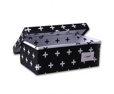 Minene Aufbewahrungsbox (klein, schwarz mit weißem Kreuz)