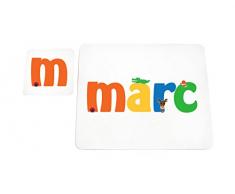 Little Helper MARC-COASTERANDPLACEMAT-15DE Personalisiert, Mädchenname Untersetzer und Platzdeckchen mit Hochglanz-Finish, Marc