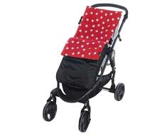 Fleece Fußsack Cosy Toes Buggy Kinderwagen Baby Stripe/Dot/Star – Red Star/Außen schwarz
