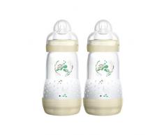 MAM Easy Start Anti-Colic Babyflasche im 2er-Set (260 ml), Babyflasche mit innovativem Bodenventil gegen Koliken, Baby Trinkflasche mit Sauger Größe 1, ab der Geburt, farblich sortiert