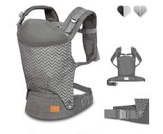 Lionelo Margareet Baby Trage 3 Tragepositionen richtige Position des Babys versenkbare Haube doppelter Schutz hautfreundliche Materialien Gürtel TÜV Zertifikat (Grau)