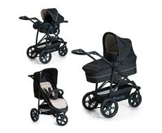 Hauck Rapid 3 Plus Trio Set/Dreirad Kinderwagen Set/isofix-fähige Babyschale/Liegebuggy, Gr.0, mit Matratze, ab Geburt bis 25 kg, höhenverstellbarer Griff, klein faltbar, leicht, schwarz beige