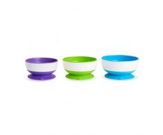 Munchkin Stay Put Schalen mit Saugfuß, 3er-Pack, Blau/Grün/Lila