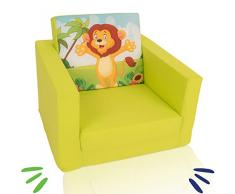 DELSIT DT5-1723 Delsit Kindersessel zum Ausklappbare Kinder Baby Sessel Spielzimmer Kindermöbel für Jungen und Mädchen, ZOO, grün, grün