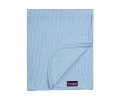 Clevamama Babydecke mit Atmungsaktiver Würfelförmiger Zellstruktur für Babywiege, Kinderwagen, Buggys - luftdurchlässige Waffelstruktur - 70x90cm - 100% Baumwolle - Blau