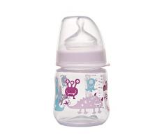 NIP Weithalsflasche mit Anti-Kolik Sauger: Baby Trinkflasche mit ACTIFLEX- System, Made in Germany, BPA-Frei, Silikon, Einheitsgröße, Saugloch M-mittlerer Trinkfluss, 150 ml, Girl