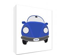 Feel Good Art Kunstdruck auf Leinwand, Motiv Auto Medio - 38 x 38 x 4 cm blau/weiß