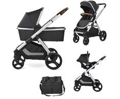 Babify One Plus 3-in-1 Kinderwagen - Babywanne, Stuhl, Gruppe 0 Plus und Wickeltasche Grau