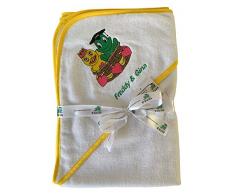 Freds Swim Academy 20511 Kapuzenhandtuch aus weichem Velours - Frottee mit Fred & Gina Motiv, weiß, ca. 70 x 70 cm, weiß