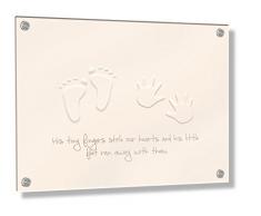 Feel Good Art Wand montiert 3D Acryl Rahmen mit Stand-Off Schrauben (40 x 60 x 0,6 cm, groß, beige/, neutralen Tönen, seine Little Feet Stahl Unsere Herzen)