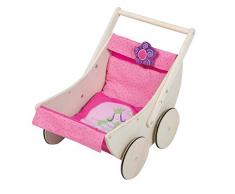 roba Puppenwagen Happy Fee, inkl. textiler Ausstattung, Holz natur, durch schwenkbaren Bügelgriff beidseitig befahrbar
