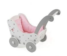 Bayer Chic 2000 - Holz-Puppenwagen, Stars grau, Schiebehöhe 43 cm