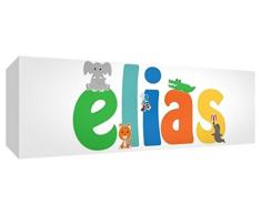 Little Helper ELIAS1542-15DE Leinwanddruck Personalisiert, Neu und Aufgespannt auf Keilrahmen, Jungennamen, 15 x 42 x 4 cm, klein