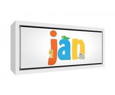 Little Helper JAN3084-FC-15DE Holz gerahmte Leinwanddruck Personalisiert mit Jungennamen, Jan, Groß, 34 x 88 x 3 cm