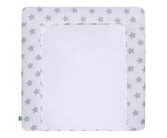 LULANDO Wickelauflage mit 2 abnehmbaren und wasserundurchlässigen Bezügen. 76 x 76 cm. Oberstoff 100% Baumwolle. Passend u.a. für die Kommode IKEA Malm, Grey Stars/White