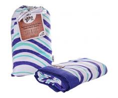 XKKO BMB100004A 2-Lagige Musselin Bambus Kinderdecke, Bamboo Muslin Blanket, inklusive passendem SchutzbeutelchenBambus Musselin Babydecke, blau