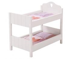 roba Puppenetagenbett aus Puppenmöbel Serie „Fienchen“, Puppenbett teilbar, weiß lackiert, Puppenzubehör inkl. textiler Ausstattung