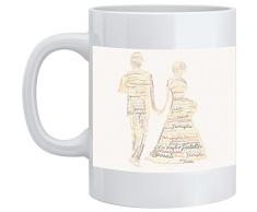 Feel Good Art WEDDING-MUG-01IT Tasse aus Keramik mit typographischem Muster 9.2 x 8 x 8 cm Autumnal Tones