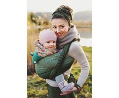 Little Frog 7404 Jacquard Baby Tragetuch, Größe 5, Mossy Cube, grün, 260 g