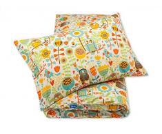 Pepi Leti 685843715634 Eulen auf der Wiese Premium Hochwertige Kinderbettwäsche, mehrfarbig