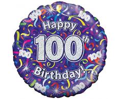 Suki Gifts 100. Geburtstag Luftschlangen Folienballon, violett, 45cm (18)