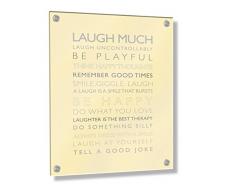 Feel Good Art Wand montiert Acryl Rahmen mit Stand-Off Schrauben (40 x 30 x 0,6 cm, mittel, creme,Laugh Much/Kinderzimmer Dekor)