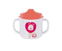LÄSSIG Tasse Trinklernbecher Schnabeltasse Kinder Baby Kleinkind mit Henkeln rutschfest spülmaschinengeeignet/Cup Wildlife Löwe