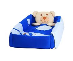 Krabbeldecke Erlebnisdecke Spieldecke Krabbeldecke Babygym Nestchen mit Spielbogen - 3 in 1, Farbe:Blau, Motiv:Kuschelbär