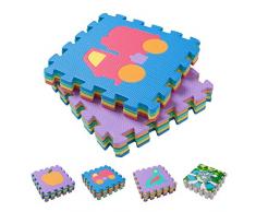 BodenMax Puzzlematte mit Fahrzeugmuster für Babys und Kinder – Spielmatte, Krabbelmatte und Kinderspielteppich 30x30x1 cm (9 Stück)