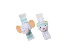 Manhattan Toy Playtime Plüsch Elefant & Bär Handgelenk und Knöchel Babyrassel Set