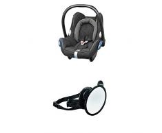 Maxi-Cosi Cabriofix, Babyschale Gruppe 0+ (0-13 kg), Black Diamond (schwarz), ohne Isofix-Station + Großer Baby Rückspiegel für alle Autos, Autospiegel, Sicherheitsspiegel, Rücksitzspiegel