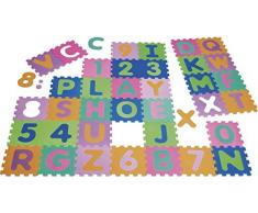 Playshoes 308738 – Puzzlematte für Babys und Kinder, Buchstaben und Zahlen, Spielmatte Spielteppich Schaumstoffmatte, 36-teilig, mehrfarbig
