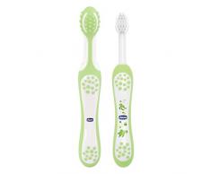 Chicco 00006961000000 Trainingzahnbürste-Set, Enthält Zahnbürste Und Massagebürste, 4M+, grün