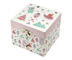 Trousselier - Indianer - Schatzkiste & Musikschmuckdose - Spieluhr - Ideales Kindergeschenk - Phosphoreszierend - Leuchtend in der Nacht - Musik Let It Be von den Beatles - Farbe elfenbein