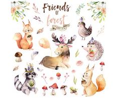 Wandaufkleber für Kinderzimmer, Motiv: Wildsafari, Dschungel-Motiv, abziehen und aufkleben, für Kinderzimmer, Spielzimmer