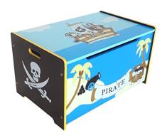 Kiddi Style Piraten Schatztruhe, Kinder Truhe & stylische Spielzeugtruhe für Kinderspielzeug & zur Spielzeugaufbewahrung – Sitztruhe, Schatzkiste, Spielzeugbox & Spielkiste für Spielsachen