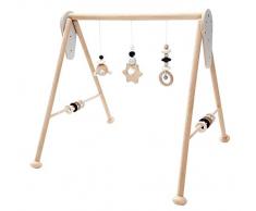 Hess Holzspielzeug 10128449 Babyspielgerät Stern, Spielbogen aus Holz mit Figuren und Rasseln, für Babys ab 0 Monaten, nature schwarz, ca. 60 x 58 x 55 cm, schwarz, 1400 g