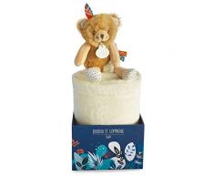 Doudou et Compagnie Kuscheldecke mit Teddybär, 100 x 70 cm, Beige, 3 Stück