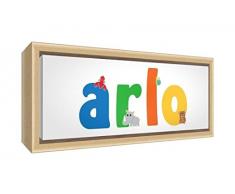 Little Helper Kunstdruck auf gerahmter Leinwand Holz natur, Position personalisierbar mit Namen von Jungen Arlo 34 x 88 x 3 cm mehrfarbig