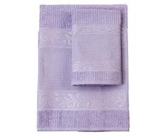 Filet Handtücher, 100% Baumwoll-Frottee, einfarbig, mit Stickerei, Aida-Stickerei, Lila