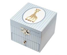 Trousselier - Sophie Die Giraffe - Schatztruhe & Musikschmuckdose - Spieluhr - Ideal für Kinder - Phosphoreszierend - Leuchtet im Dunkeln - Musik Love Story - Farbe blau