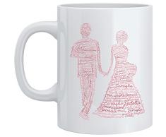Feel Good Art WEDDING-MUG-01IT Tasse aus Keramik mit typographischem Muster 9.2 x 8 x 8 cm Red Tones